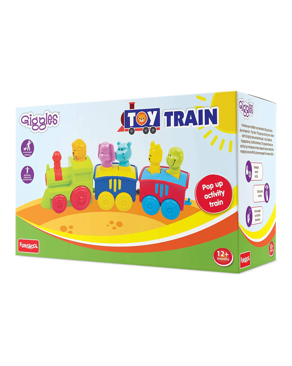 Funskool Giggles Toy Train-Vibrant Colors-Enhances Motor Skills & Hand Eye Coordination-Non Toxic-Push & Pull Toy-9M+ - Image 6