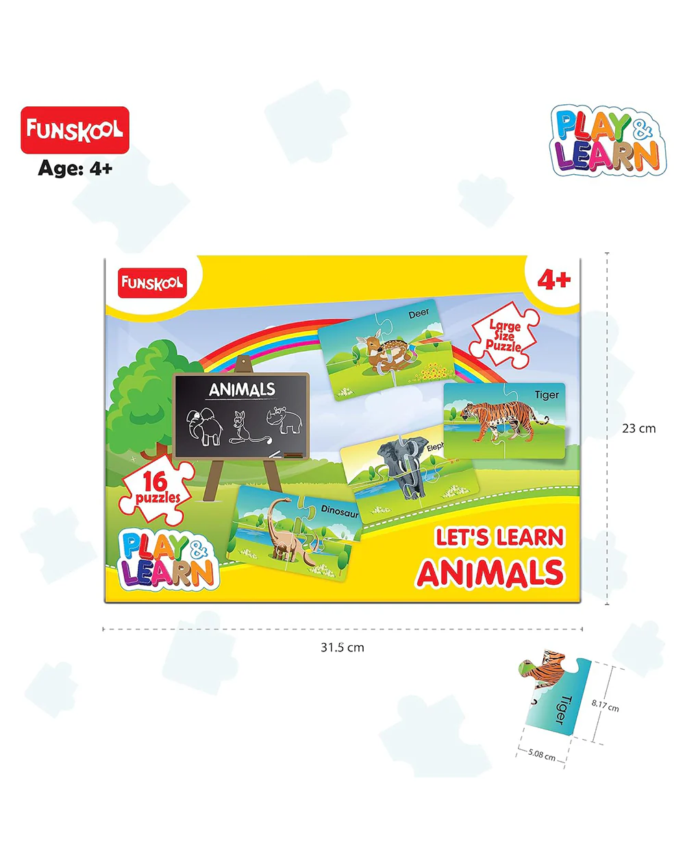 Funskool Play & Learn Animal Puzzle-16 x 4 Pieces-Learning & Educational Toys-24M+ - Image 4
