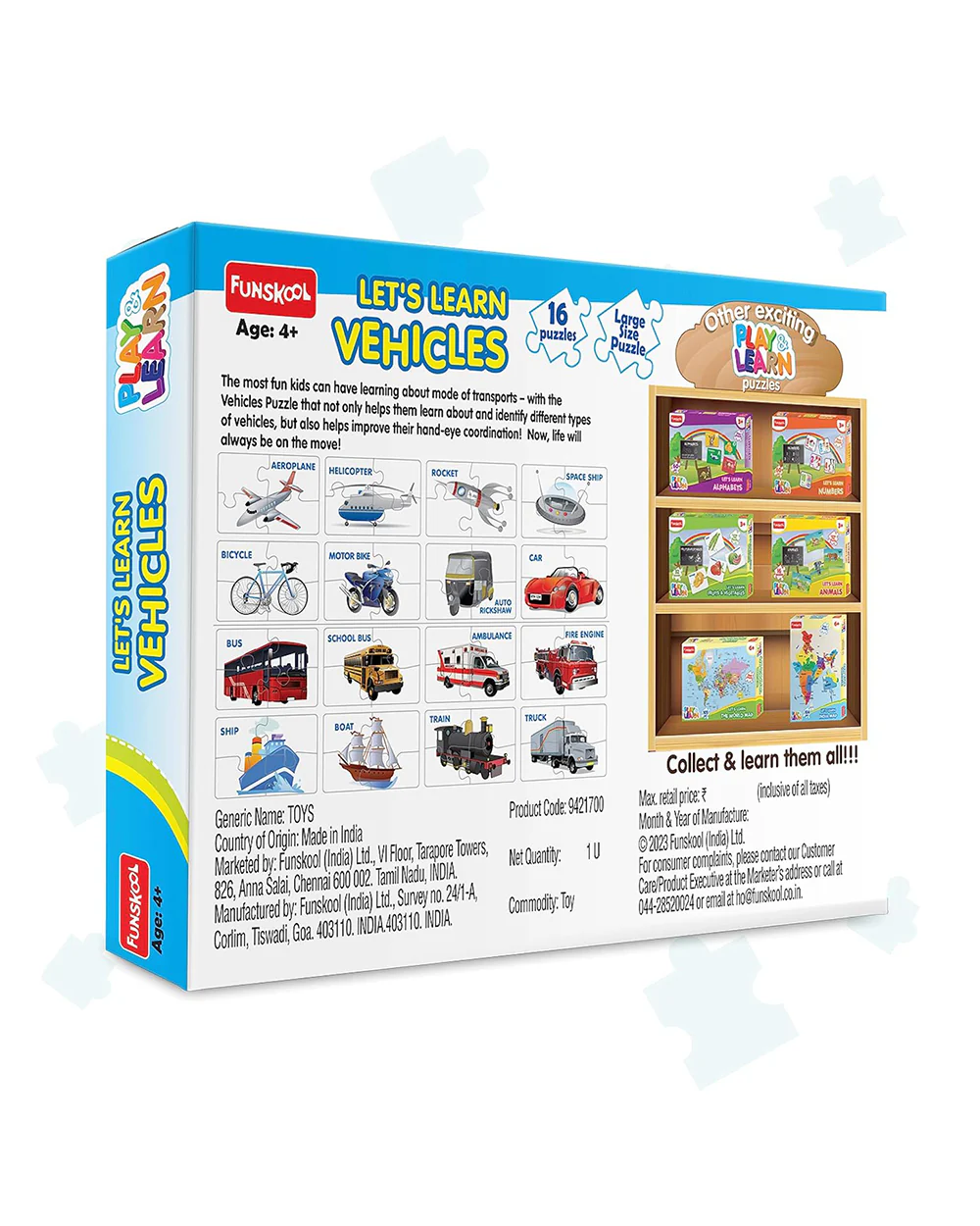 Funskool Play & Learn Transport Puzzle-16 x 4 Pieces-Learning & Educational Toys-24M+ - Image 8