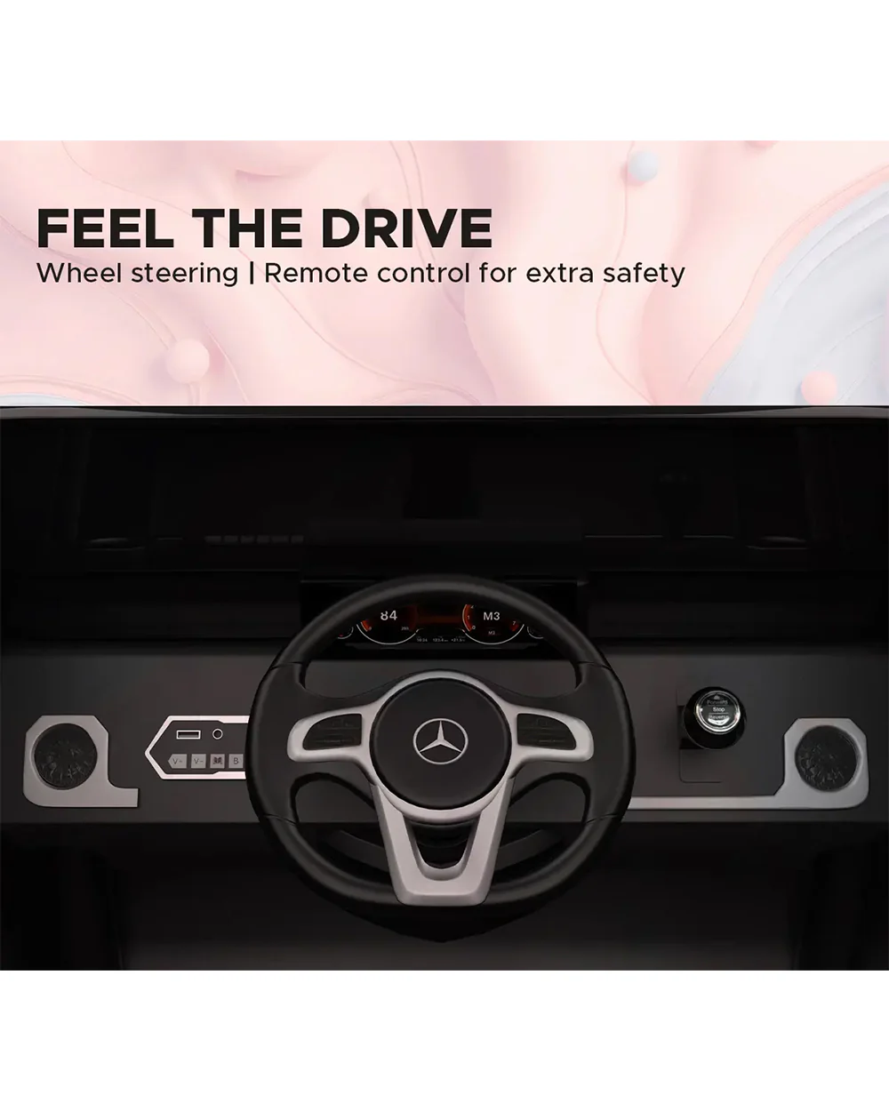 G Wagon Ride On Car-Battery Operated-With Manual or Remote Option to Steer-Tough Tires with Rear Suspension-Integrated Music-Emotorad-For 3Y+ (Upto 30 kg)-Black - Image 4