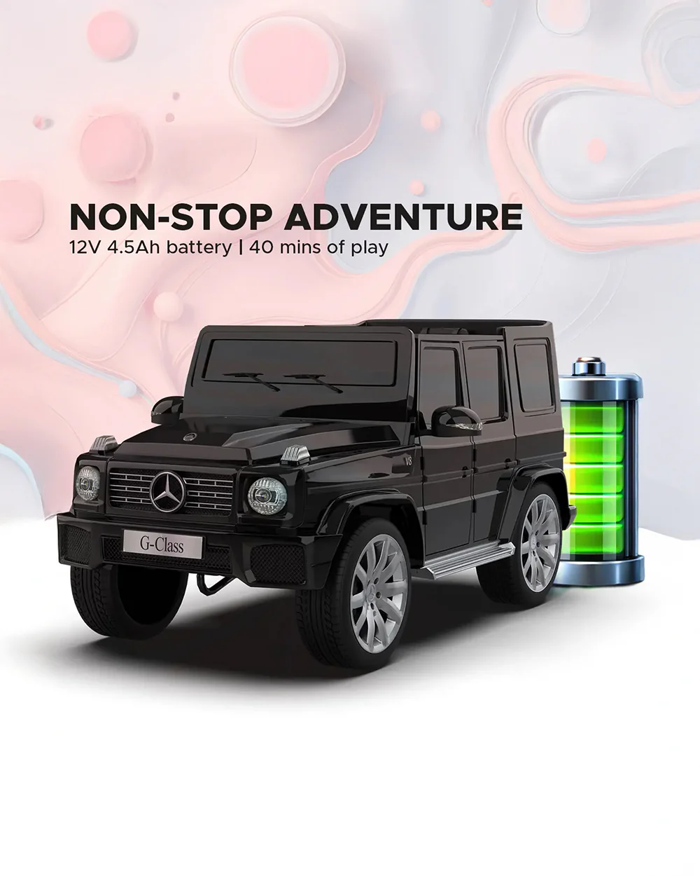 G Wagon Ride On Car-Battery Operated-With Manual or Remote Option to Steer-Tough Tires with Rear Suspension-Integrated Music-Emotorad-For 3Y+ (Upto 30 kg)-Black - Image 5
