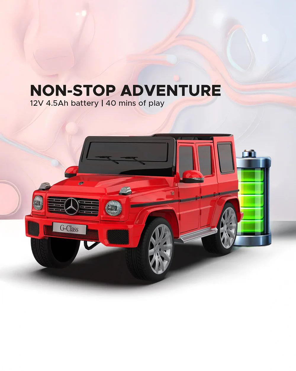 G Wagon Ride On Car-Battery Operated-With Manual or Remote Option to Steer-Tough Tires with Rear Suspension-Integrated Music-Emotorad-For 3Y+ (Upto 30 kg)-Red - Image 4