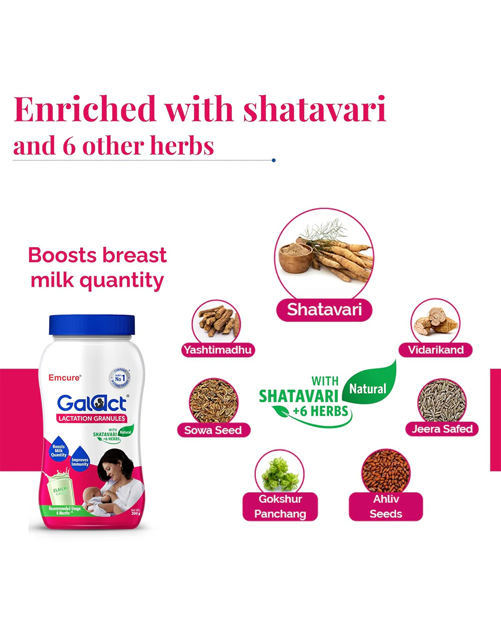 Galact-Emcure Lactation Granules-Elaichi Flavour-Boosts Milk Quantity-Improves Immunity-For Breastfeeding Mothers-Pack of 1 - Image 4