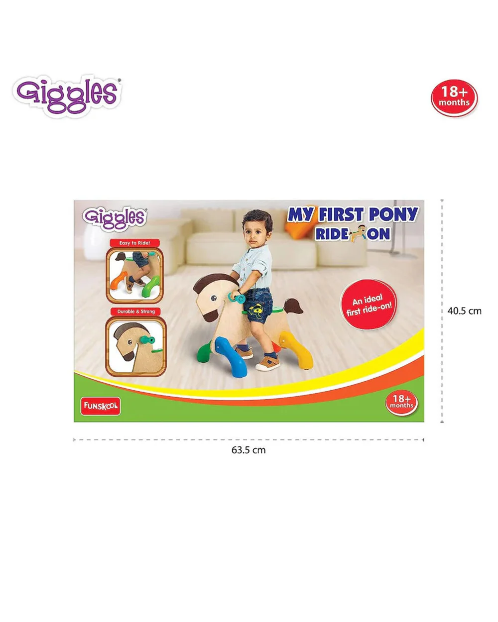 Giggles My First Pony Ride-Wooden Ride On for Infants-Develops Motor Skills-18M+ - Image 4
