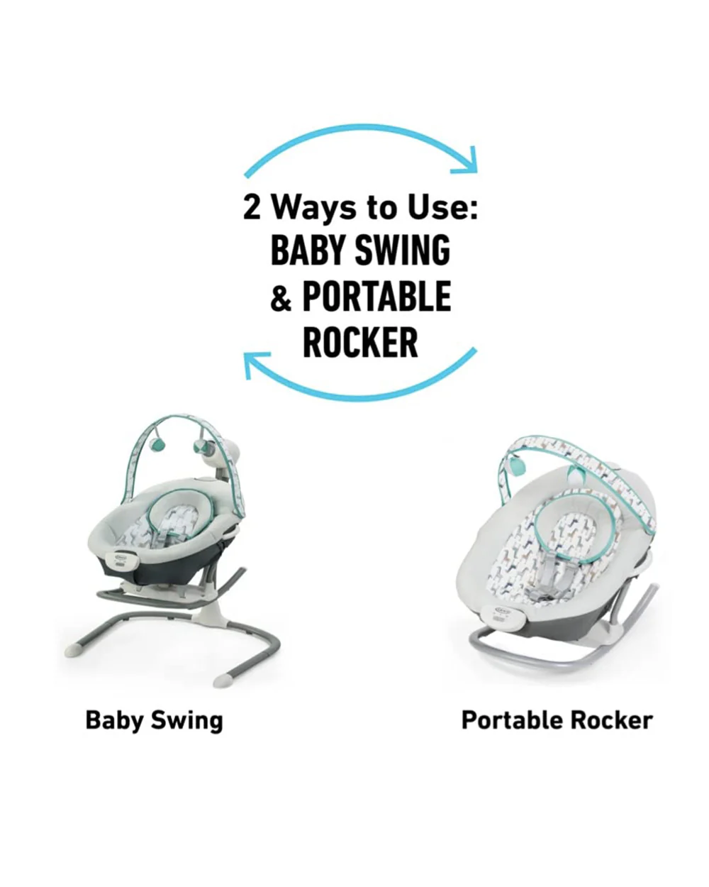 Graco Duet Sway 2-in-1 Swing & Rocker-3 Position Recline-Adjustable Toy Bar with 2 Soft Toys-For Infants-Binder - Image 3