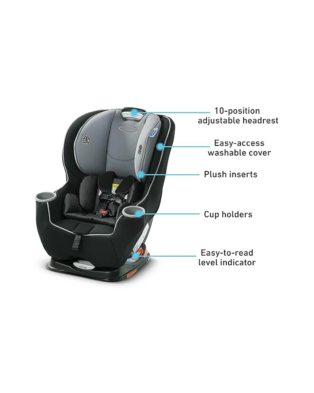 Graco Sequel 65 Baby Car Seat-Convertible (Front & Rear Facing)-6 Position Recline and 10 Position Adjustable Headrest-For 0 to 10Y (Upto 30Kg)-Anabele - Image 5