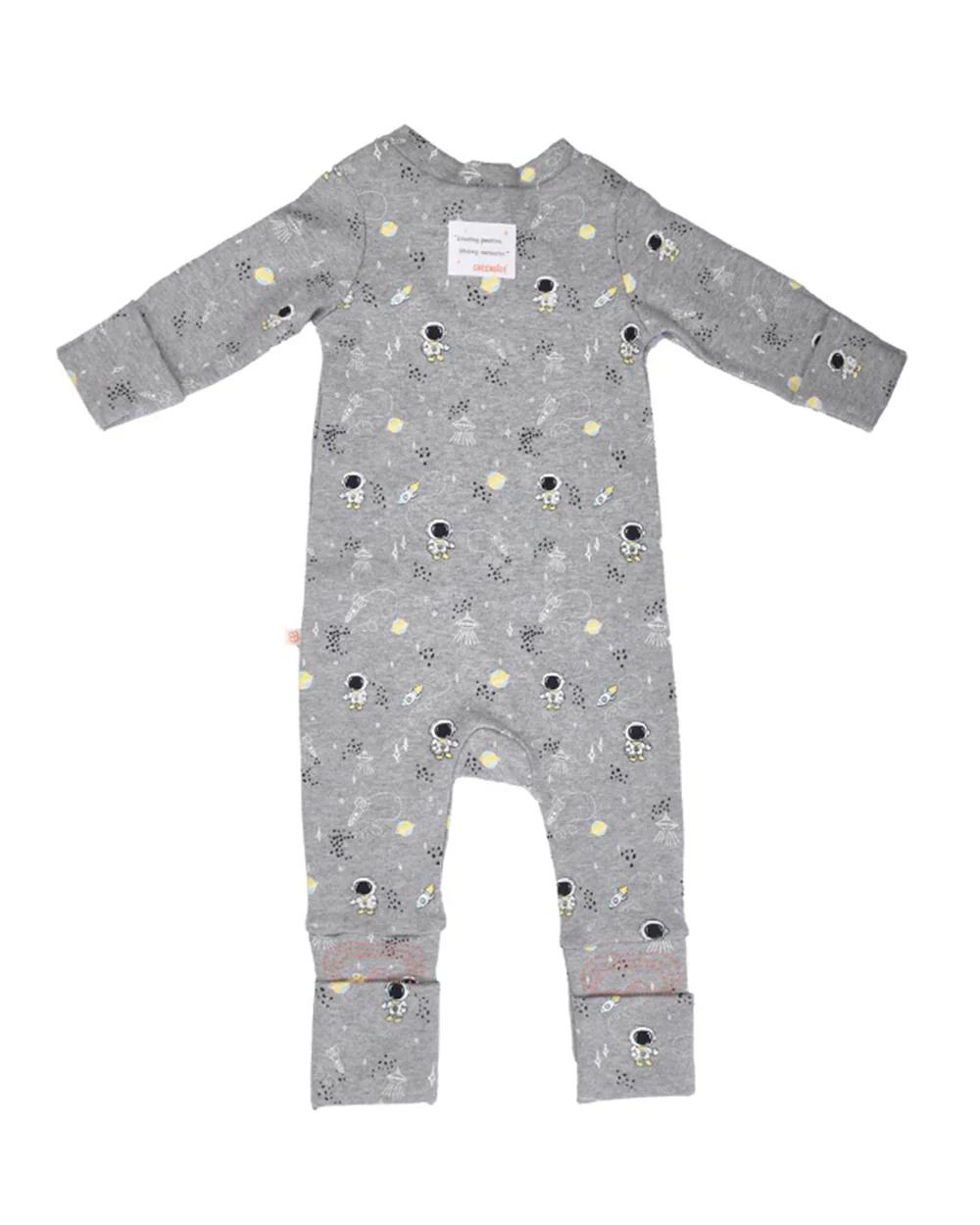 Greendigo Grey Sleepsuit-Astro-100% Pure Bamboo-For Infants - Image 3