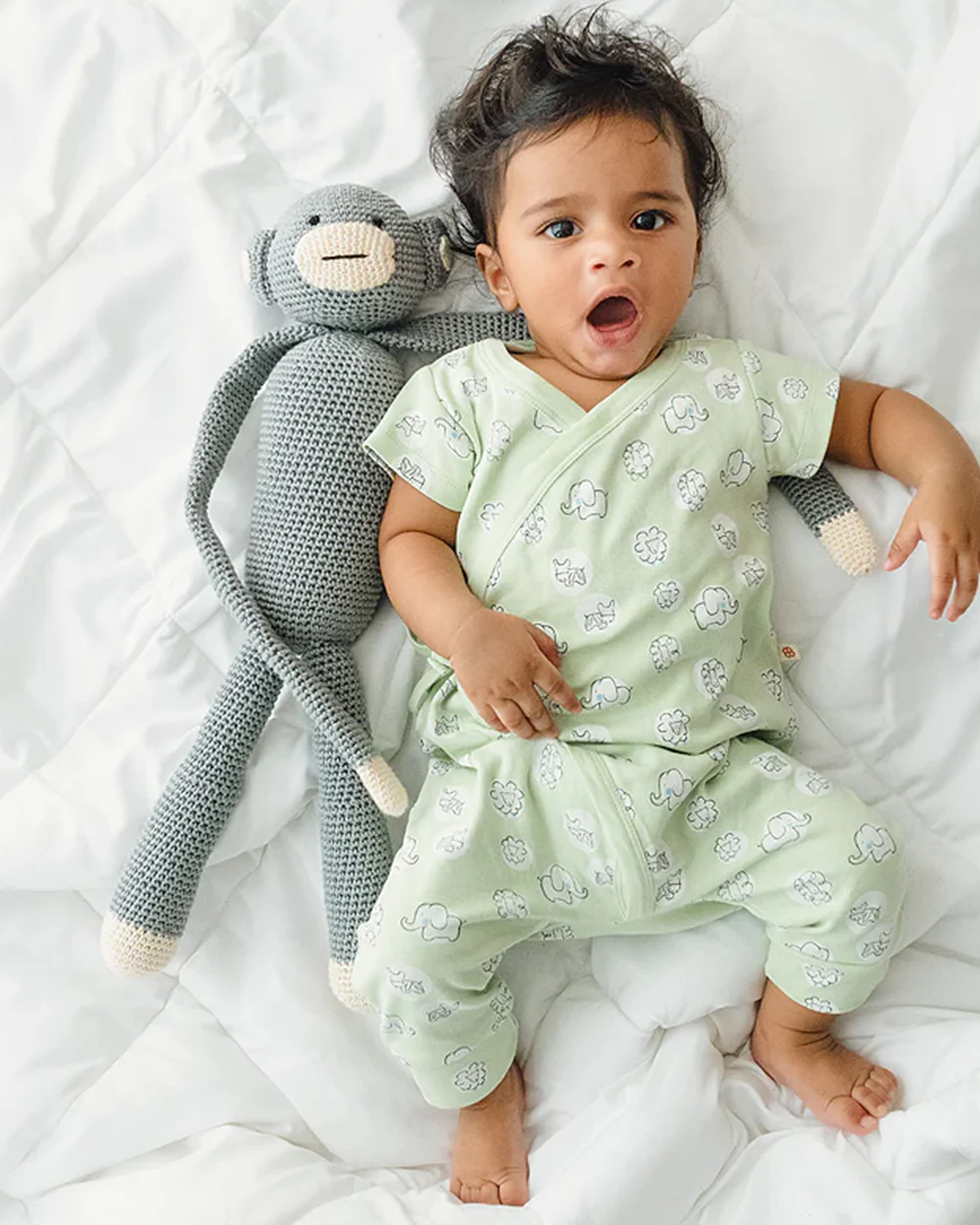Greendigo Pastel Green Romper-Mumbo Jumbo-100% GOTS Certified Organic Cotton-For Infants - Image 4
