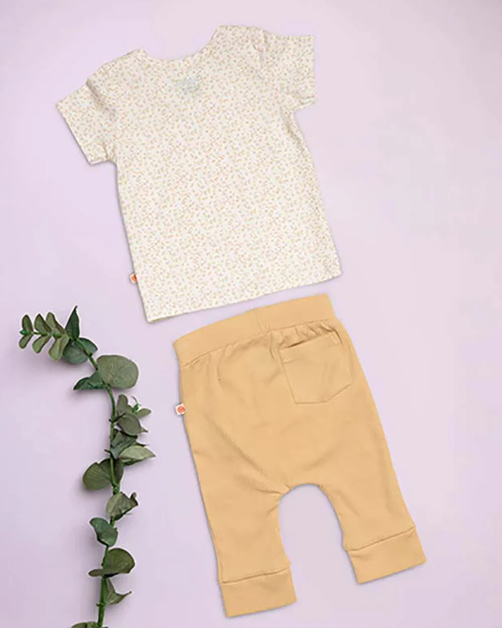 Greendigo Tan & White Coord Set-Fall-100% GOTS Certified Organic Cotton-For Infants - Image 2