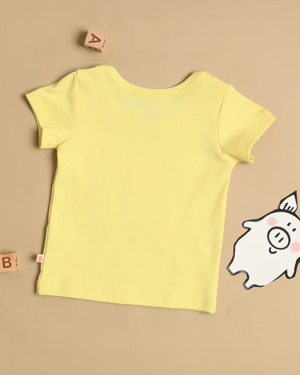 Greendigo Yellow T-shirts-Oinkers-100% GOTS Certified Organic Cotton-For Infants - Image 2