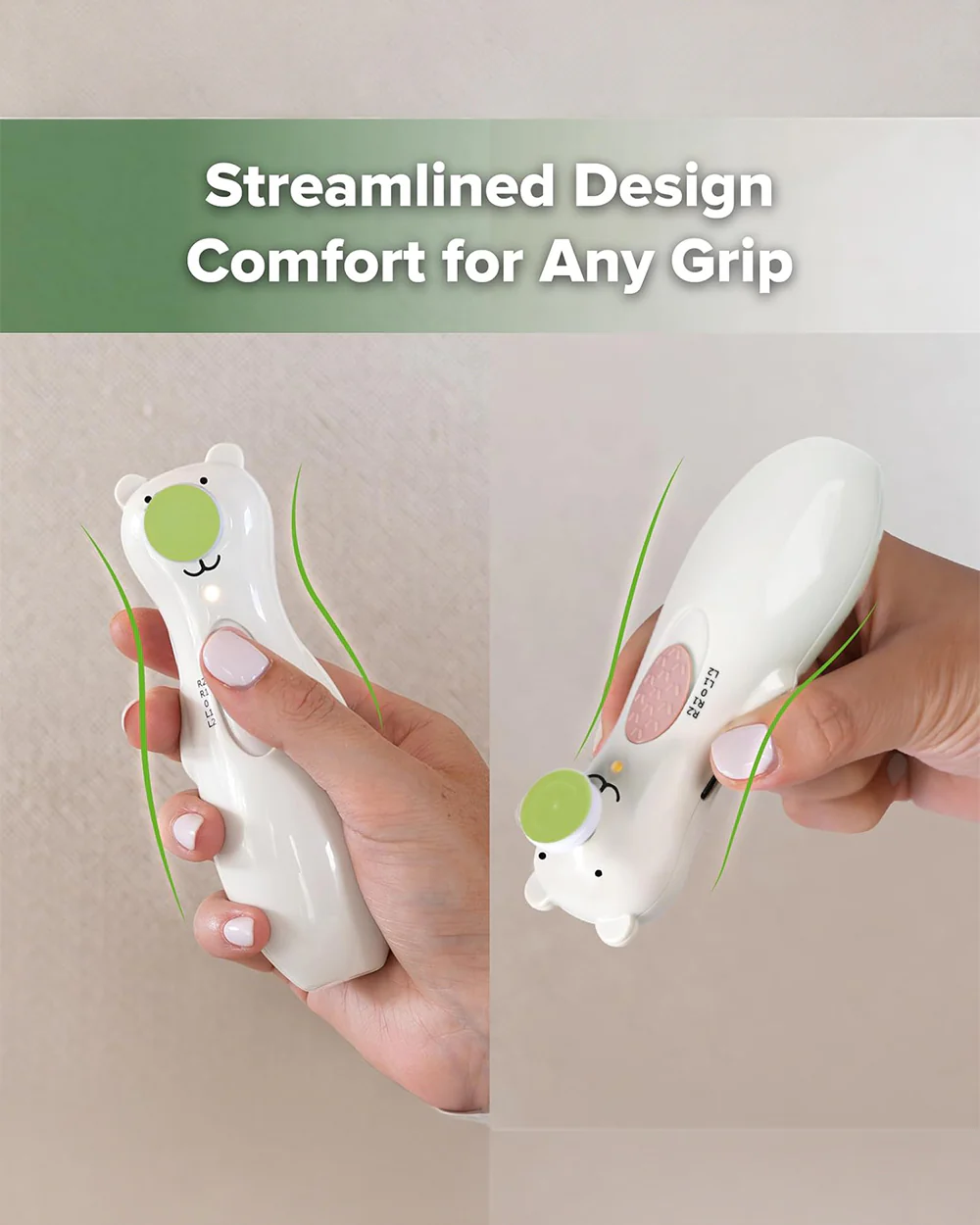 Haakaa Happii Bear Rechargeable Nail Trimmer Set-With 5 Replacement Pads & Soft LED Light-Polar White - Image 7
