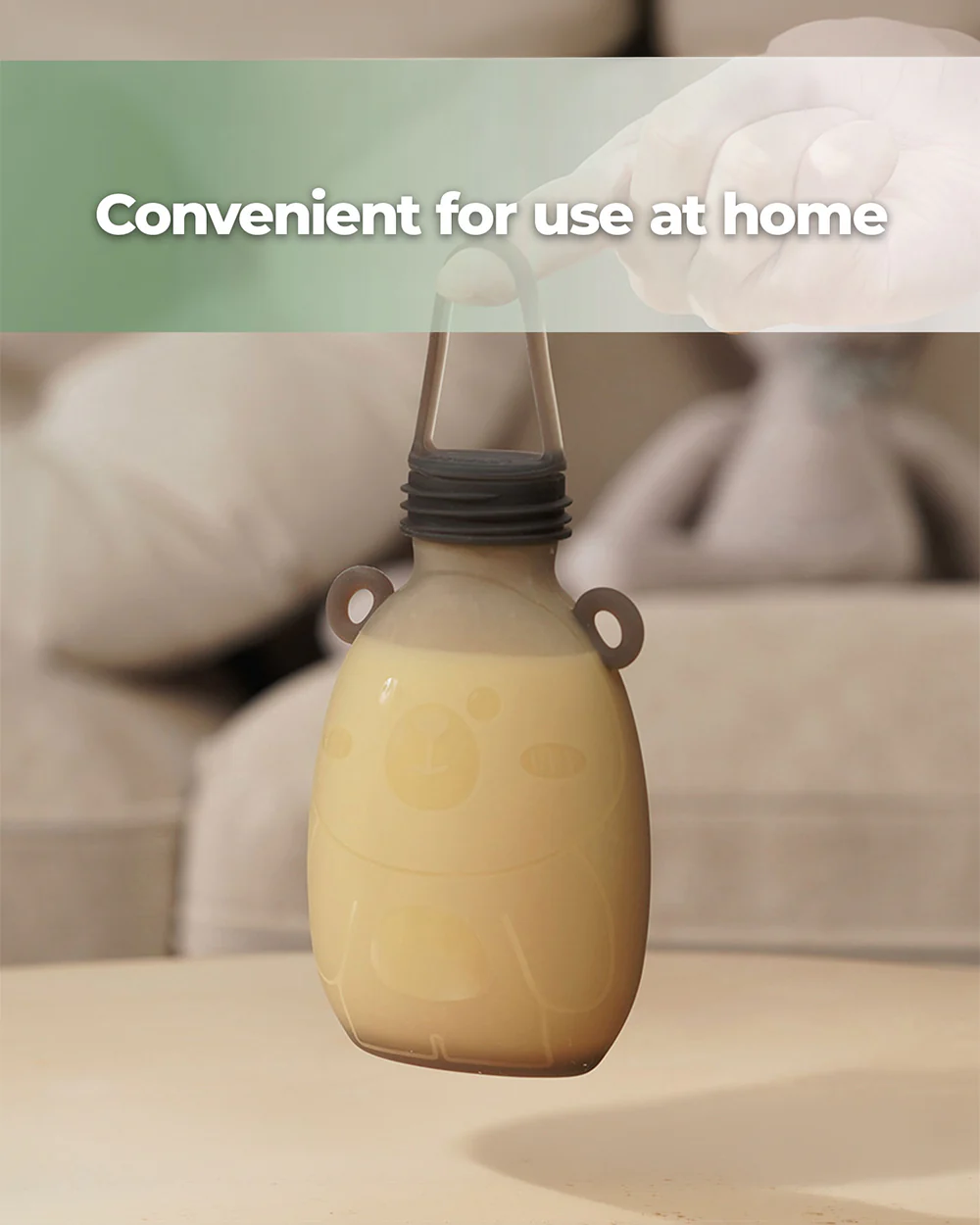 Haakaa Happii Bear Silicone Breast Milk Storage Bag-Reusable & Leakproof-Freezer & Microwave Safe-Grey-260ml - Image 6