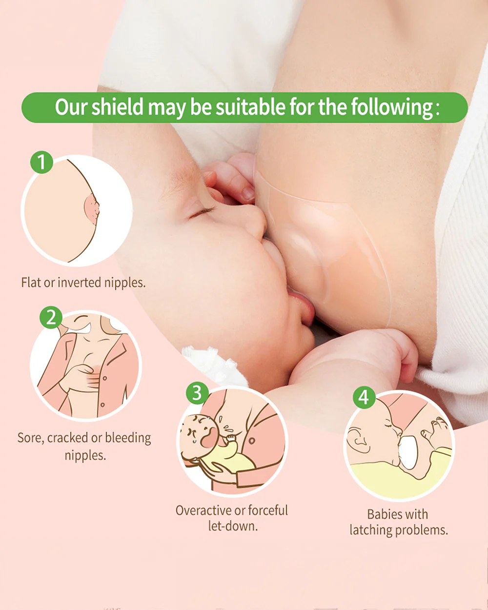 Haakaa Nipple Shields-Ultra Thin & Super Soft Silicone-100% Food-Grade Silicone-Pack of 2-For Breastfeeding Moms - Image 5