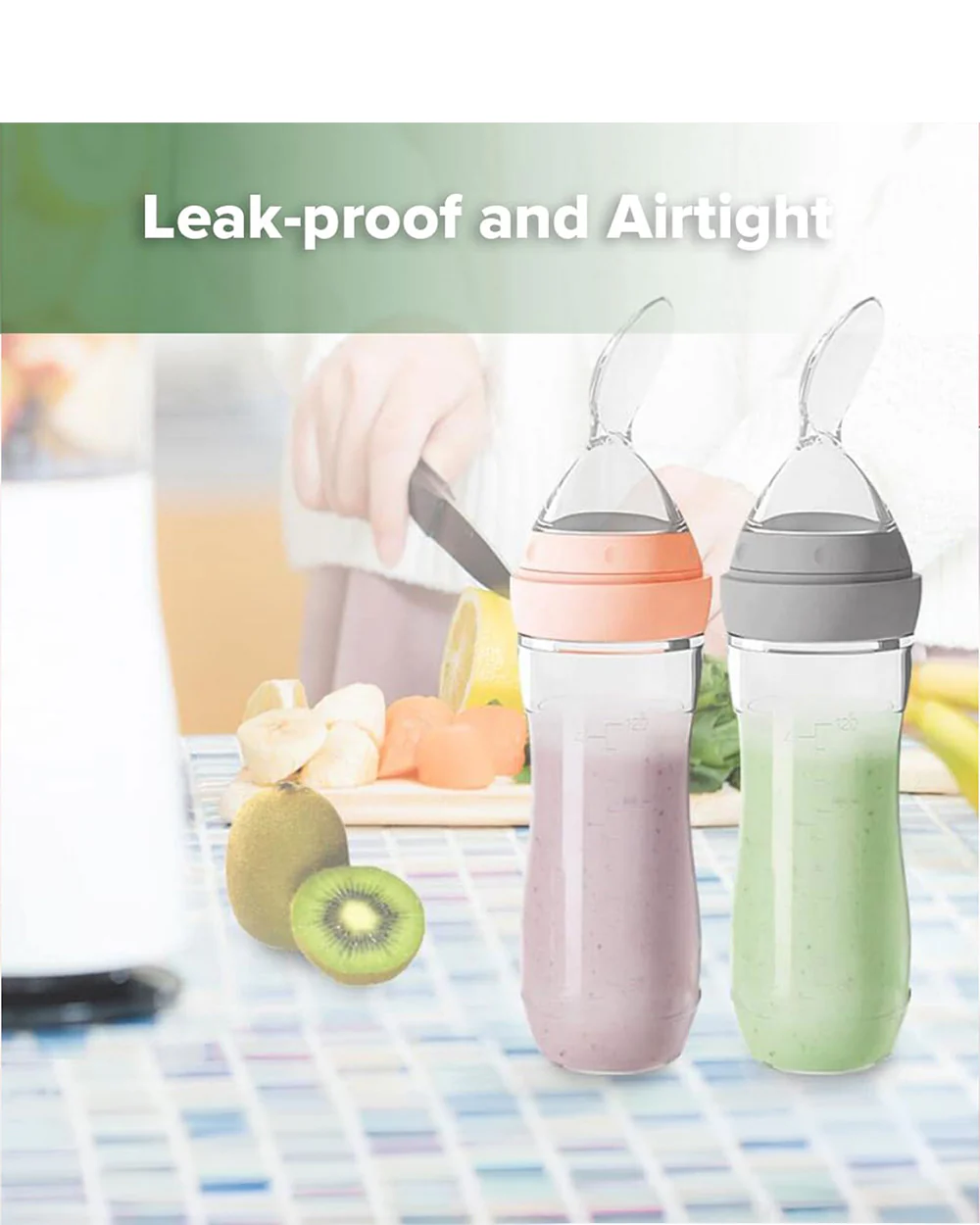 Haakaa Silicone Baby Food Dispensing Spoon-Food Feeder-Soft Flexible Body-Dishwasher Safe-120ml-Grey-6M+ - Image 7