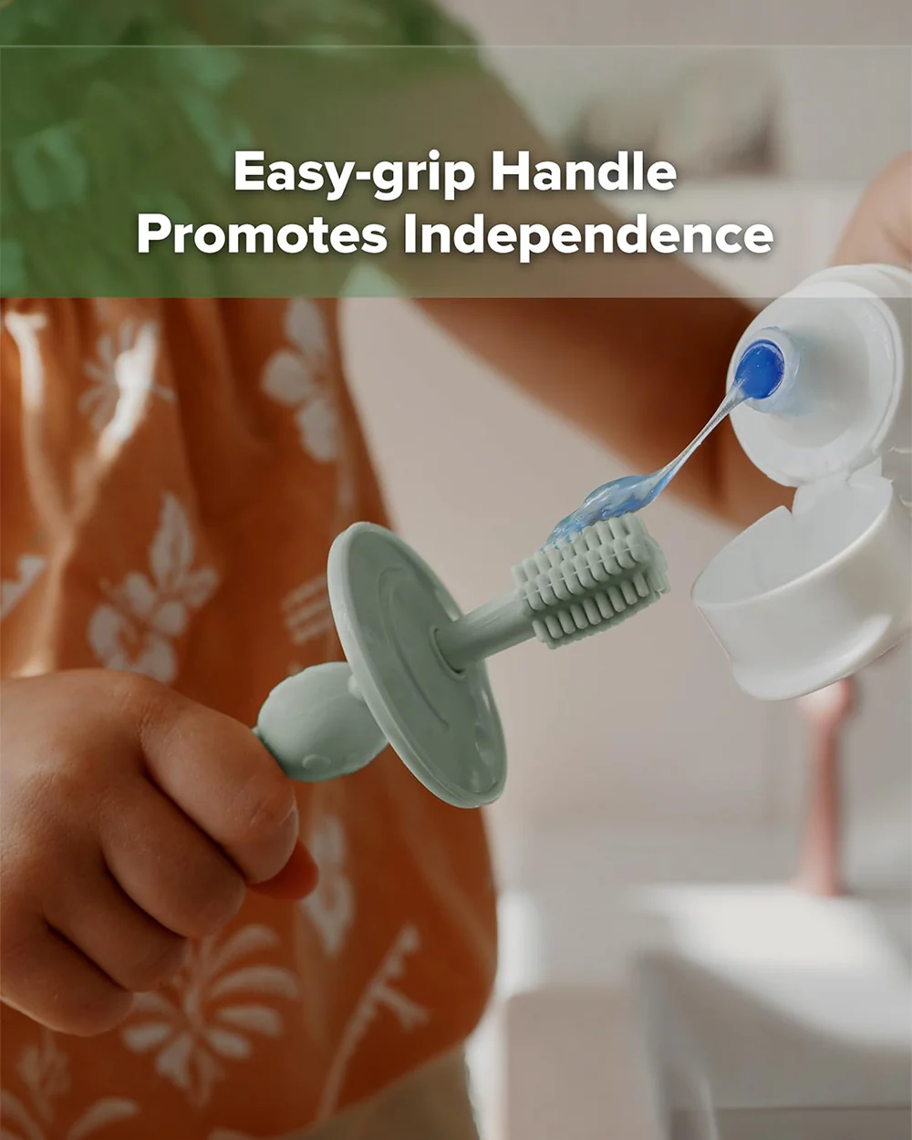 Haakaa 360° Silicone Baby Toothbrush-with Adjustable Protective Guard & Suction Base-6M+-Lime - Image 7