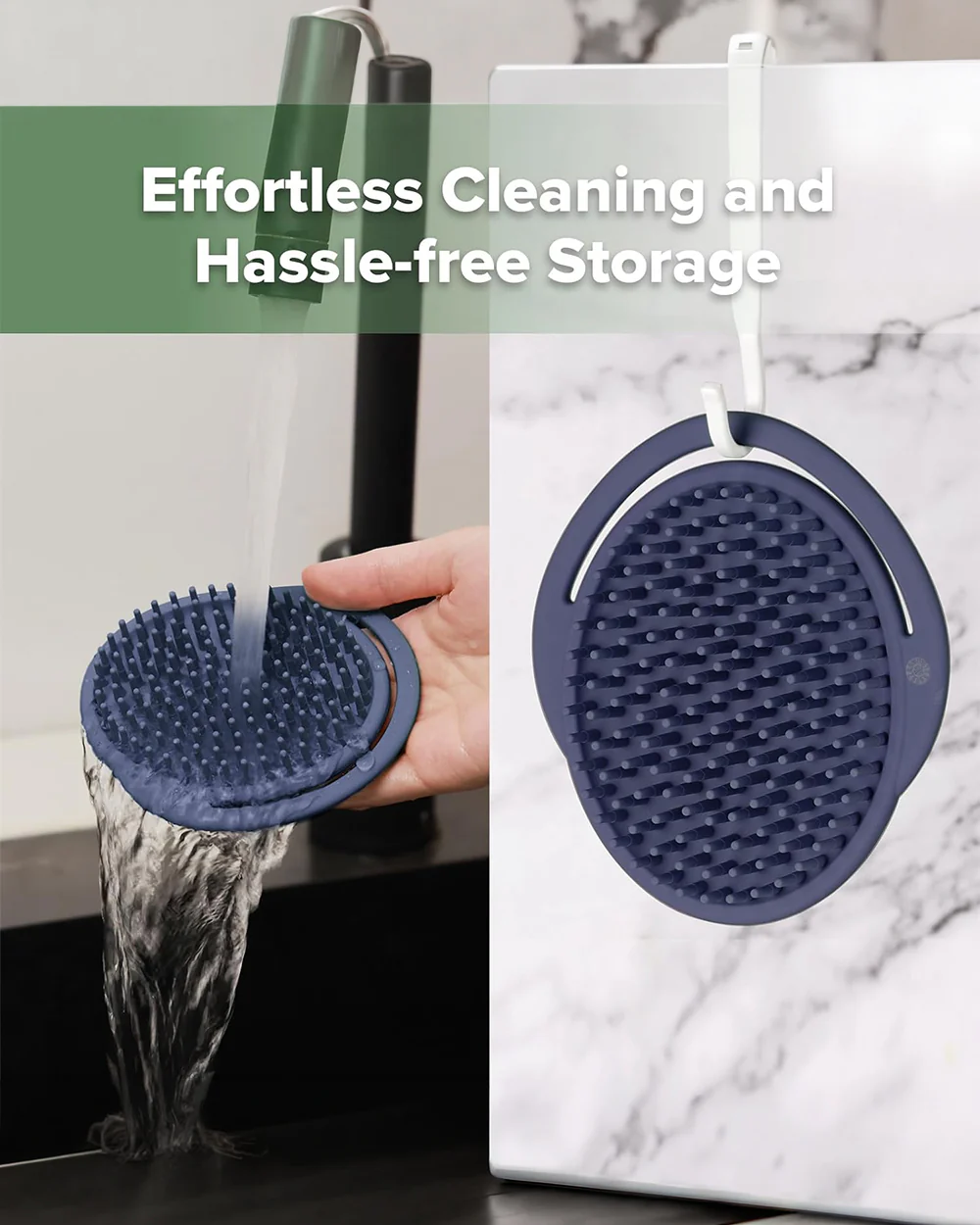 Haakaa Silicone Bath Brush-Hypoallergenic & Super Soft Bristles-Steel Blue - Image 5