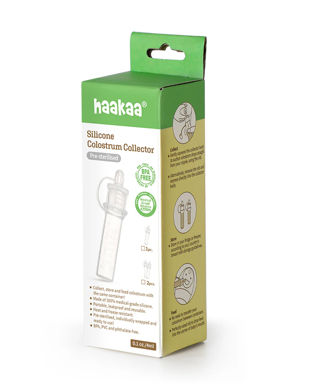 Haakaa Silicone Pre-sterilised Colostrum Collector-100% Medical-grade Silicone-Leakproof & Reusable-Pack of 2-4ml - Image 10