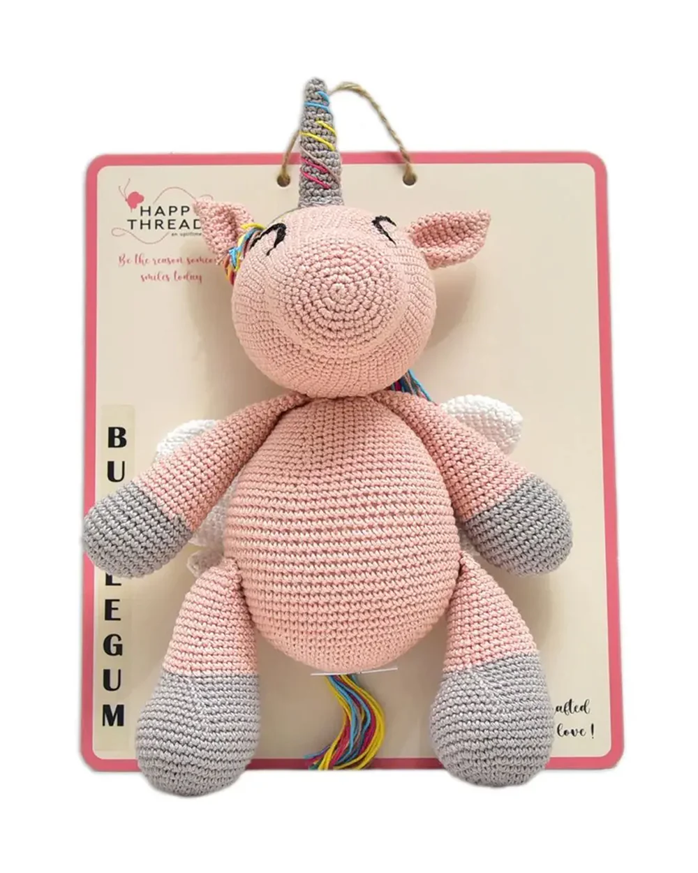 Happy Threads Bubblegum Unicorn Soft Toy-Easily Washable-Plush Cuddly Toy-6M+ - Image 5