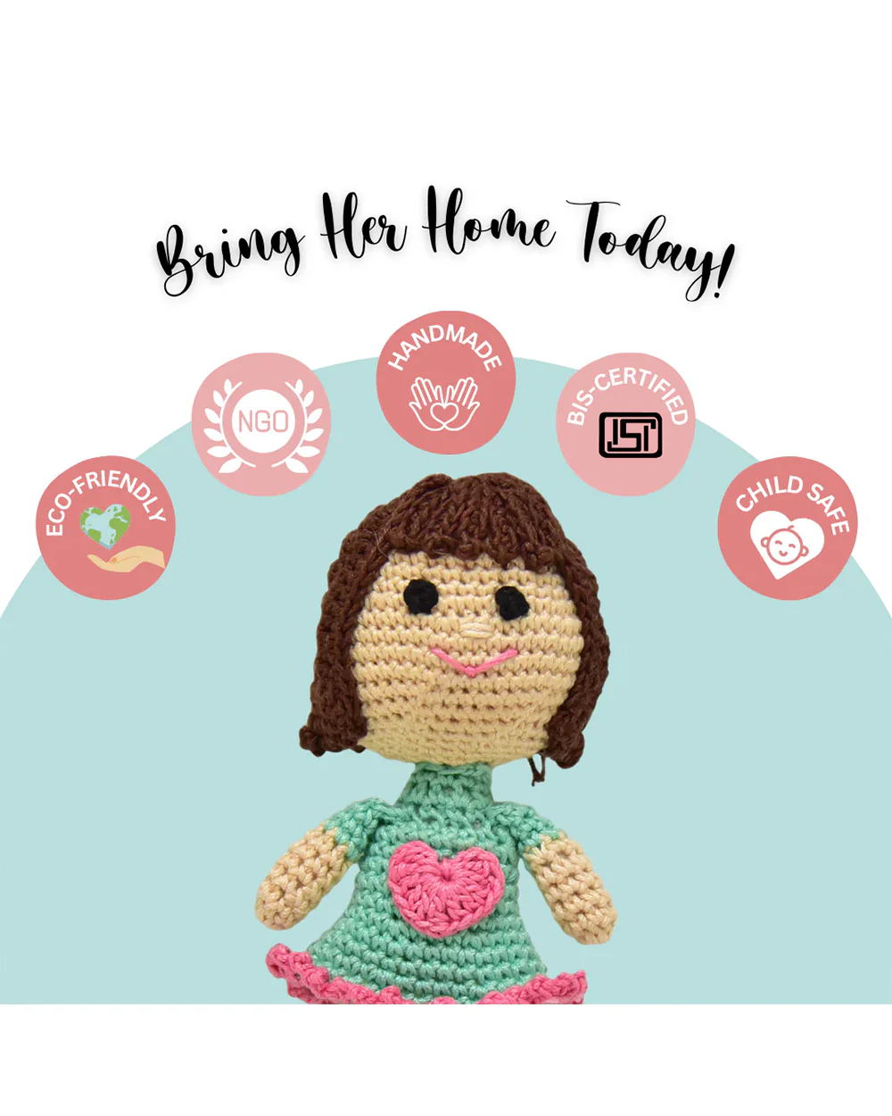Happy Threads Dainty Mini Crochet Doll-Handcrafted-Easily Washable-3M+ - Image 5