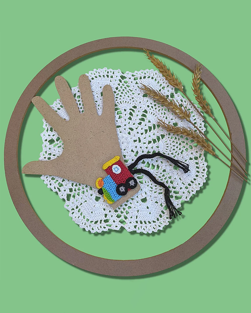 Happy Threads Exclusive Train Handmade Crochet Rakhi Band-For Infants - Image 2