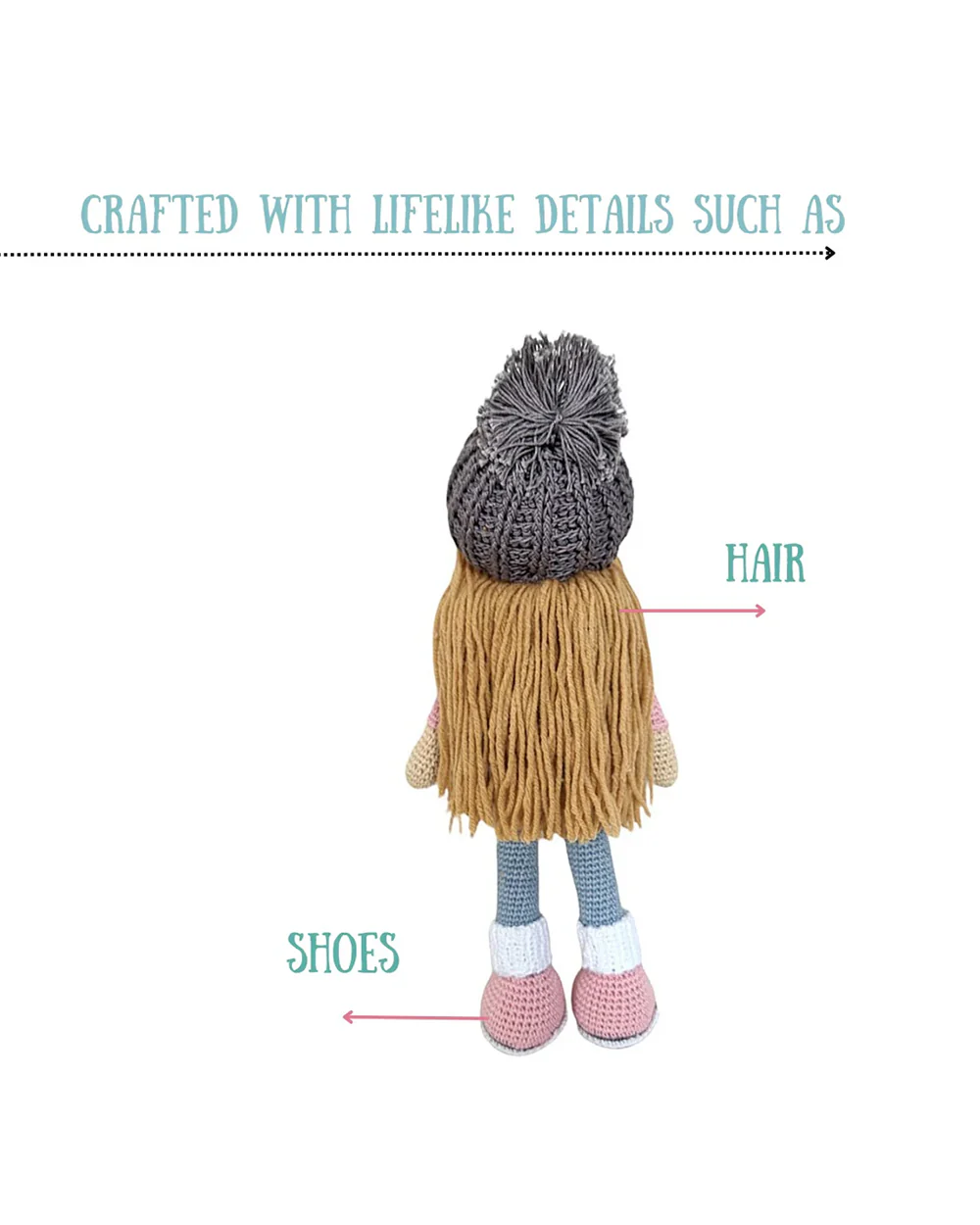 Happy Threads Molly Crochet Doll-Handcrafted-Easily Washable-Plush Cuddly Toy-For 6M+ - Image 5