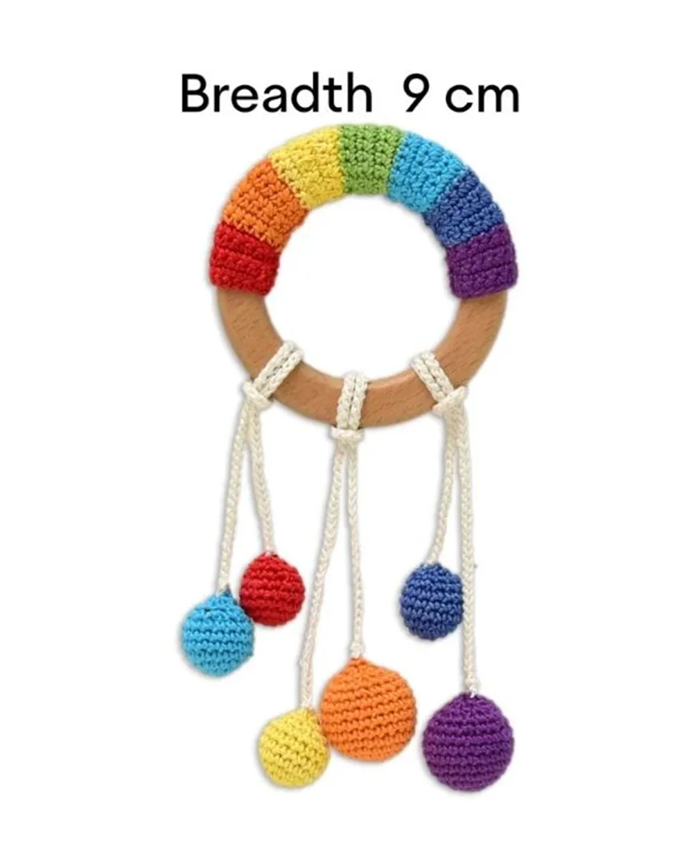 Happy Threads Rainbow Wooden Teether Rattle Toy-Teething Relief & Easy to Grasp-For Infants - Image 4