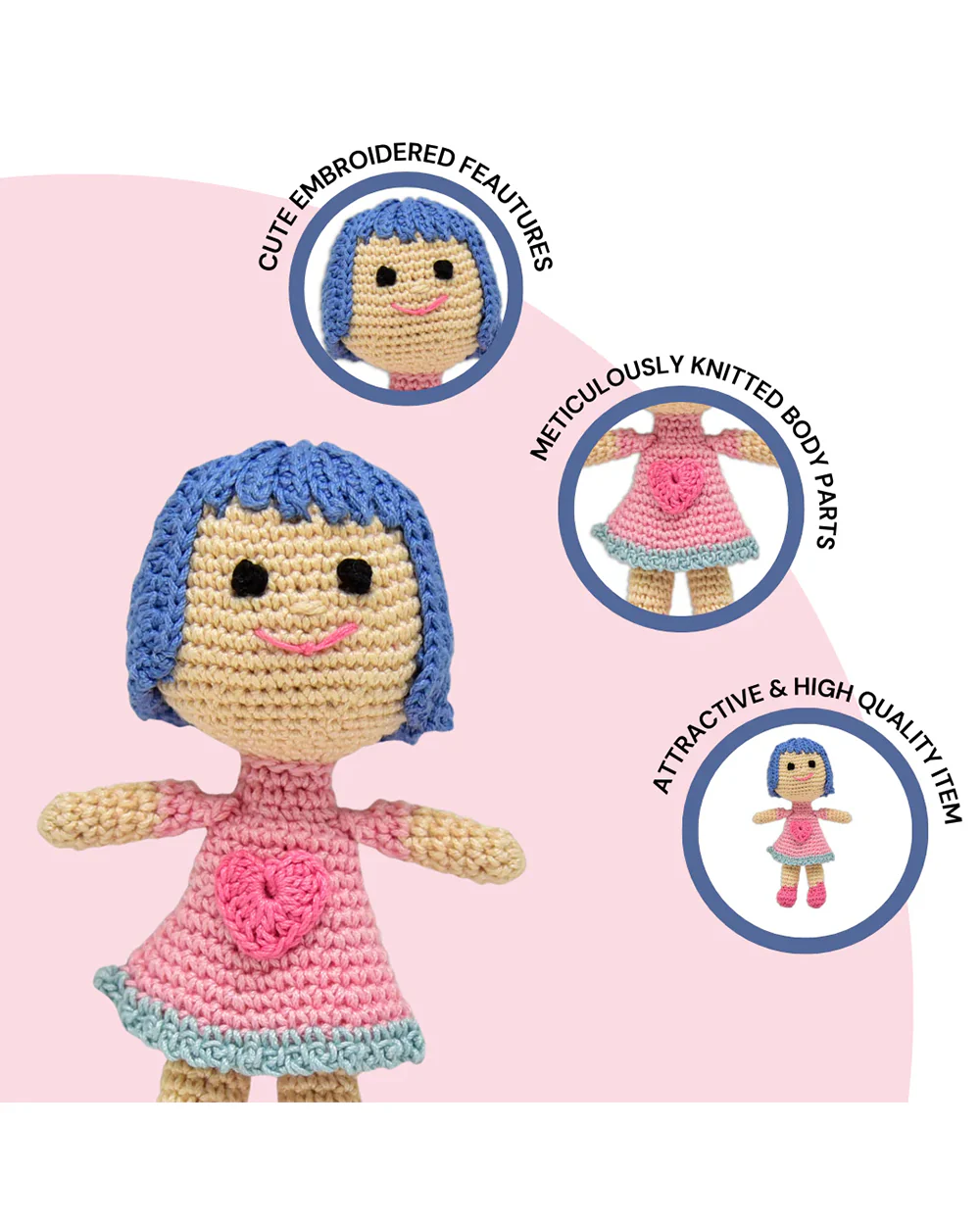 Happy Threads Super Cute Terrific Mini Crochet Doll-Handcrafted-Easily Washable-3M+ - Image 4