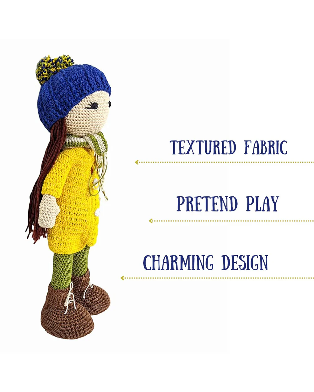 Happy Threads Yellow Jacket Kelly Doll With Bag Soft Toy-Easily Washable-Plush Cuddly Toy For Newborn - Image 7