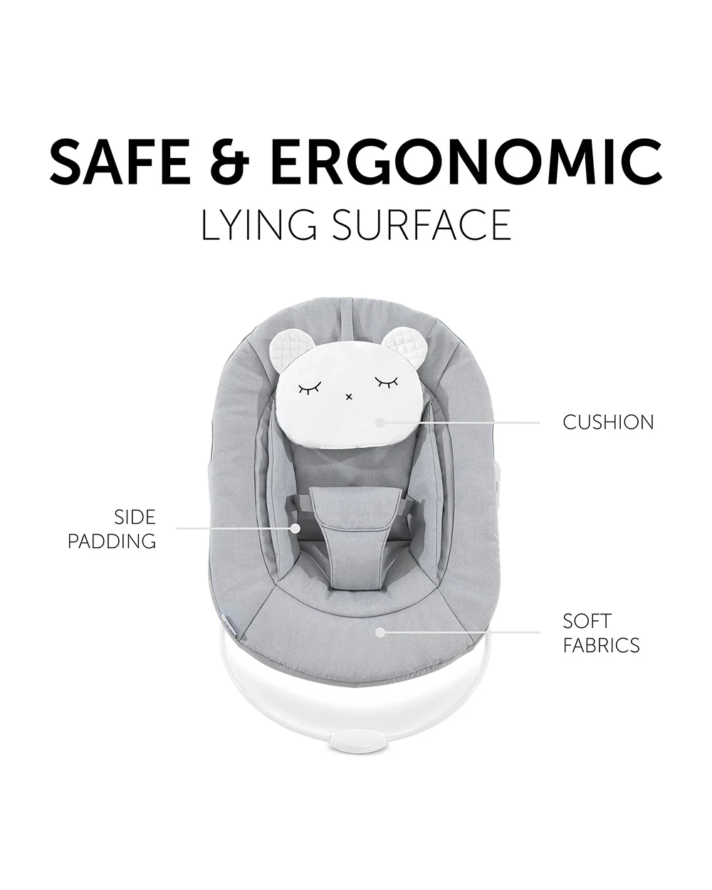 Hauck Alpha Baby Bouncer-With High Chair Module-Side Padding and Removable Cushion-For Infants-Light Grey - Image 4