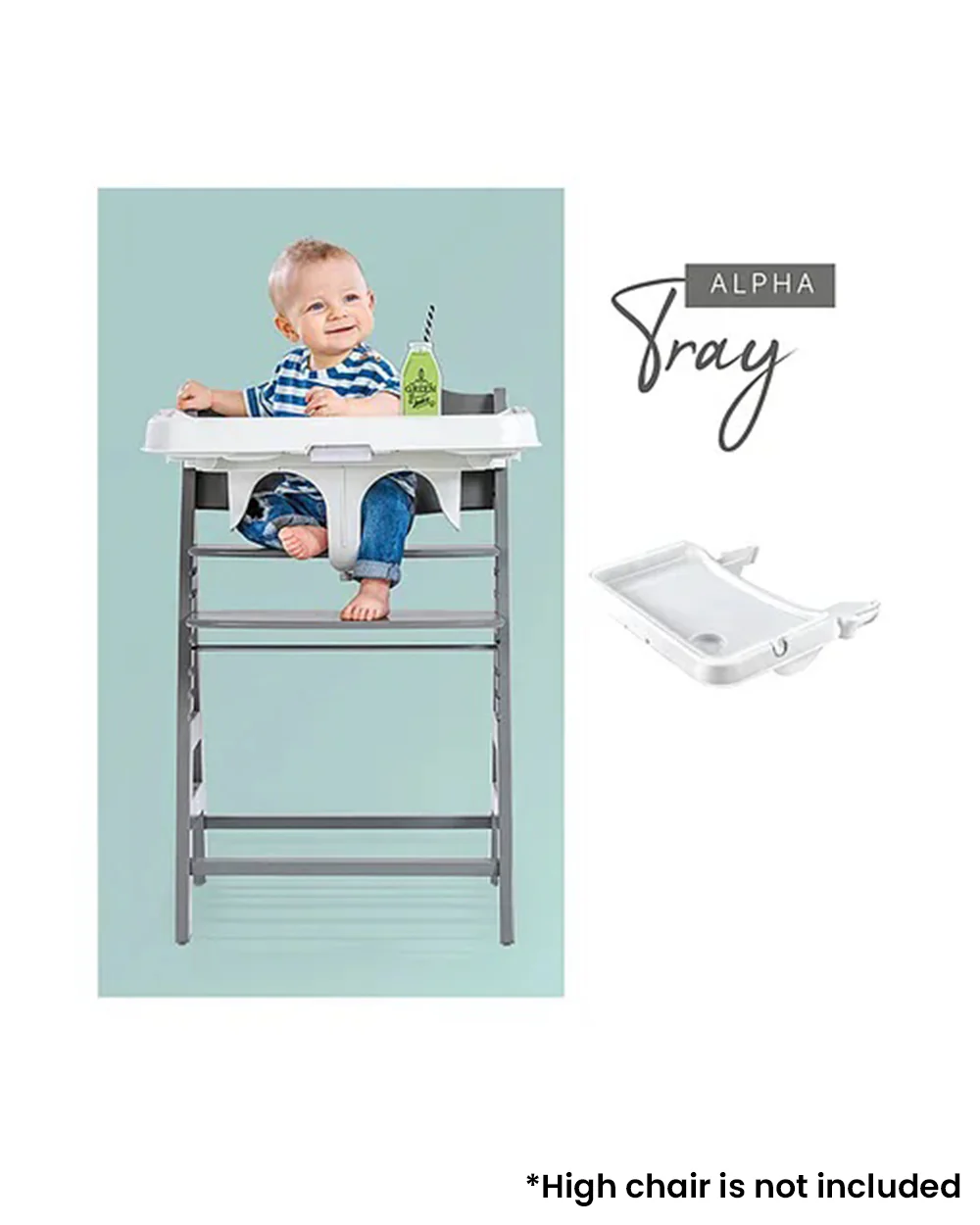Hauck Alpha Tray-Adjustable in 3 Positions-With Anti Slide Protection-White - Image 6