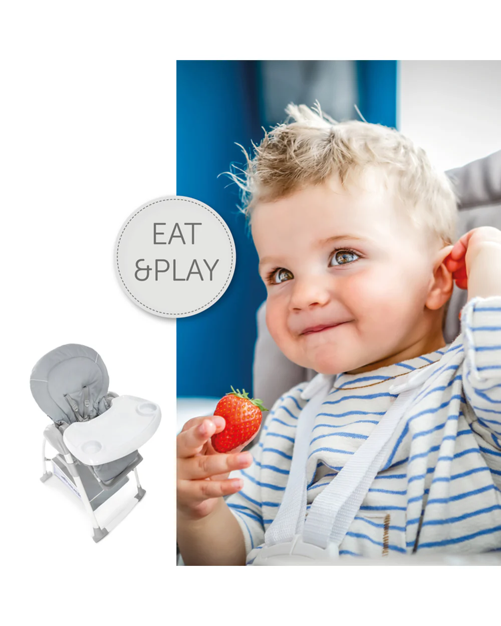 Hauck Sit N Relax 3in1 Baby High Chair-Feeding Chair, Bouncer & Toddler Seat-Adjustable and Removable Food Tray-For 0 to 3Y (Upto 15Kg)-Grey - Image 17