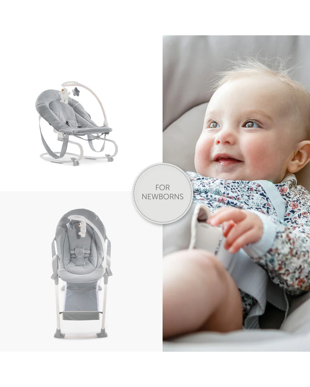 Hauck Sit N Relax 3in1 Baby High Chair-Feeding Chair, Bouncer & Toddler Seat-Adjustable and Removable Food Tray-For 0 to 3Y (Upto 15Kg)-Grey - Image 18