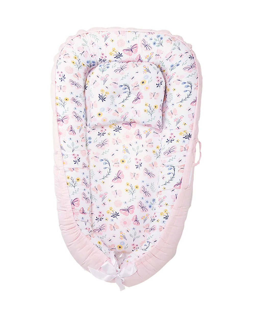 Haus & Kinder Baby Sleeping Nest-Baby Gadda Set-Butterfly Garden-100% Cotton  Muslin-Pink-For Infants