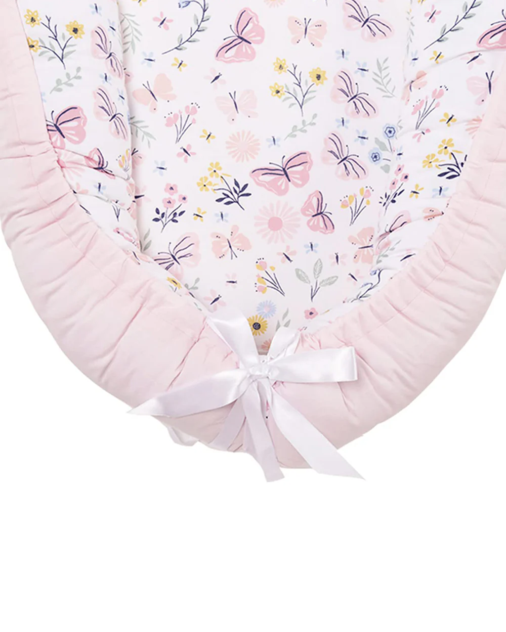 Haus & Kinder Baby Sleeping Nest-Baby Gadda Set-Butterfly Garden-100% Cotton  Muslin-Pink-For Infants - Image 7