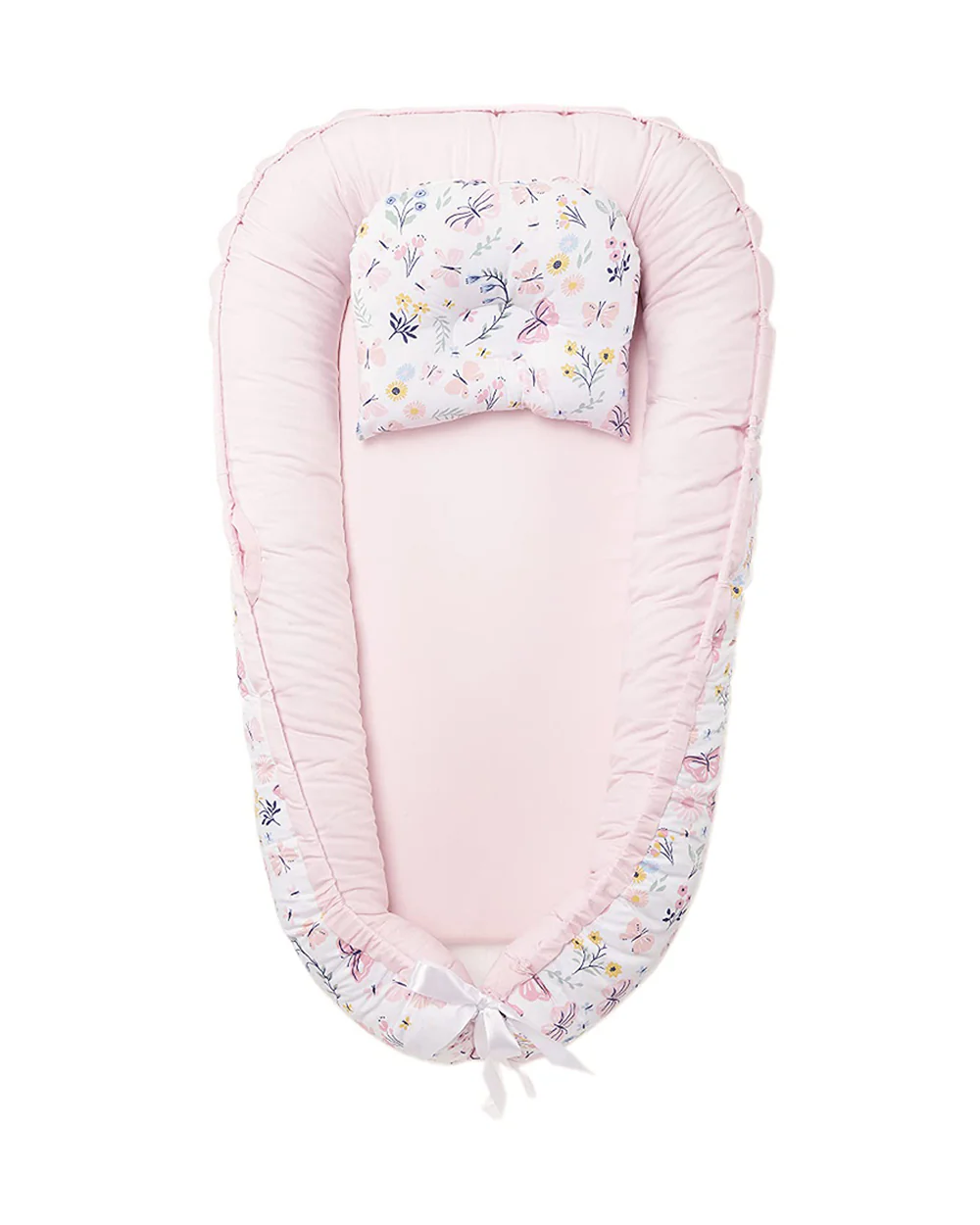 Haus & Kinder Baby Sleeping Nest-Baby Gadda Set-Butterfly Garden-100% Cotton  Muslin-Pink-For Infants - Image 8