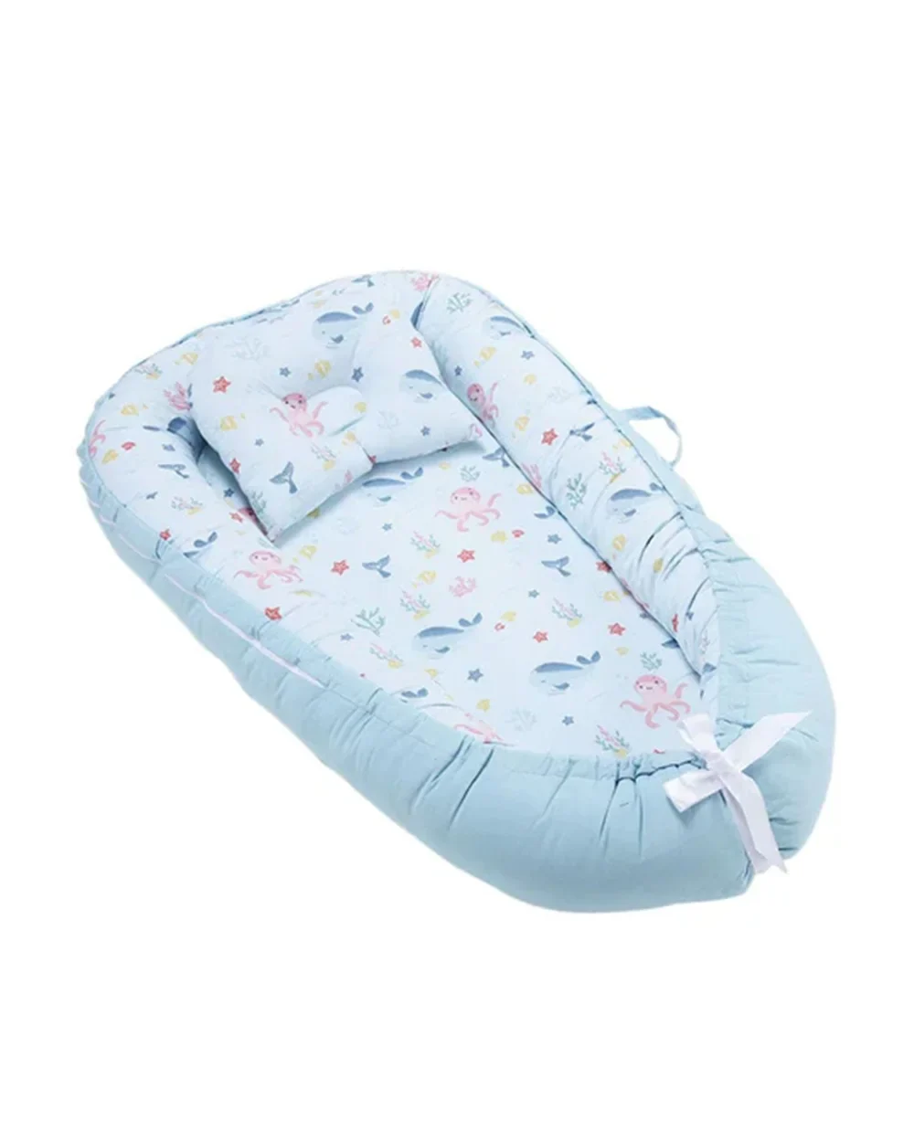 Haus & Kinder Baby Sleeping Nest-Baby Gadda Set-Vitamin Sea-100% Cotton  Muslin-Blue-For Infants - Image 8