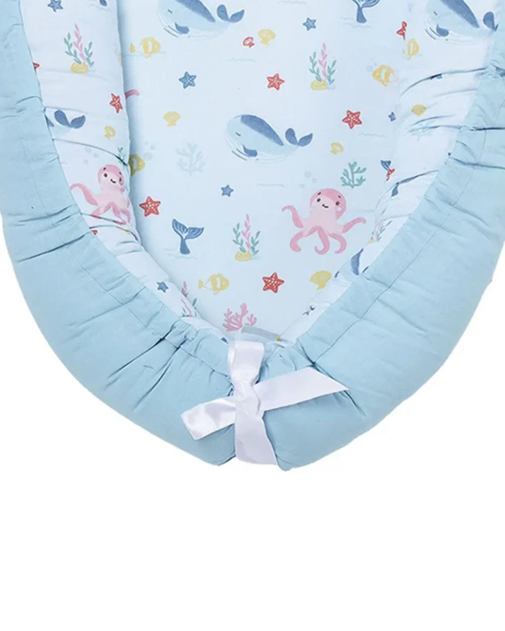 Haus & Kinder Baby Sleeping Nest-Baby Gadda Set-Vitamin Sea-100% Cotton  Muslin-Blue-For Infants - Image 9