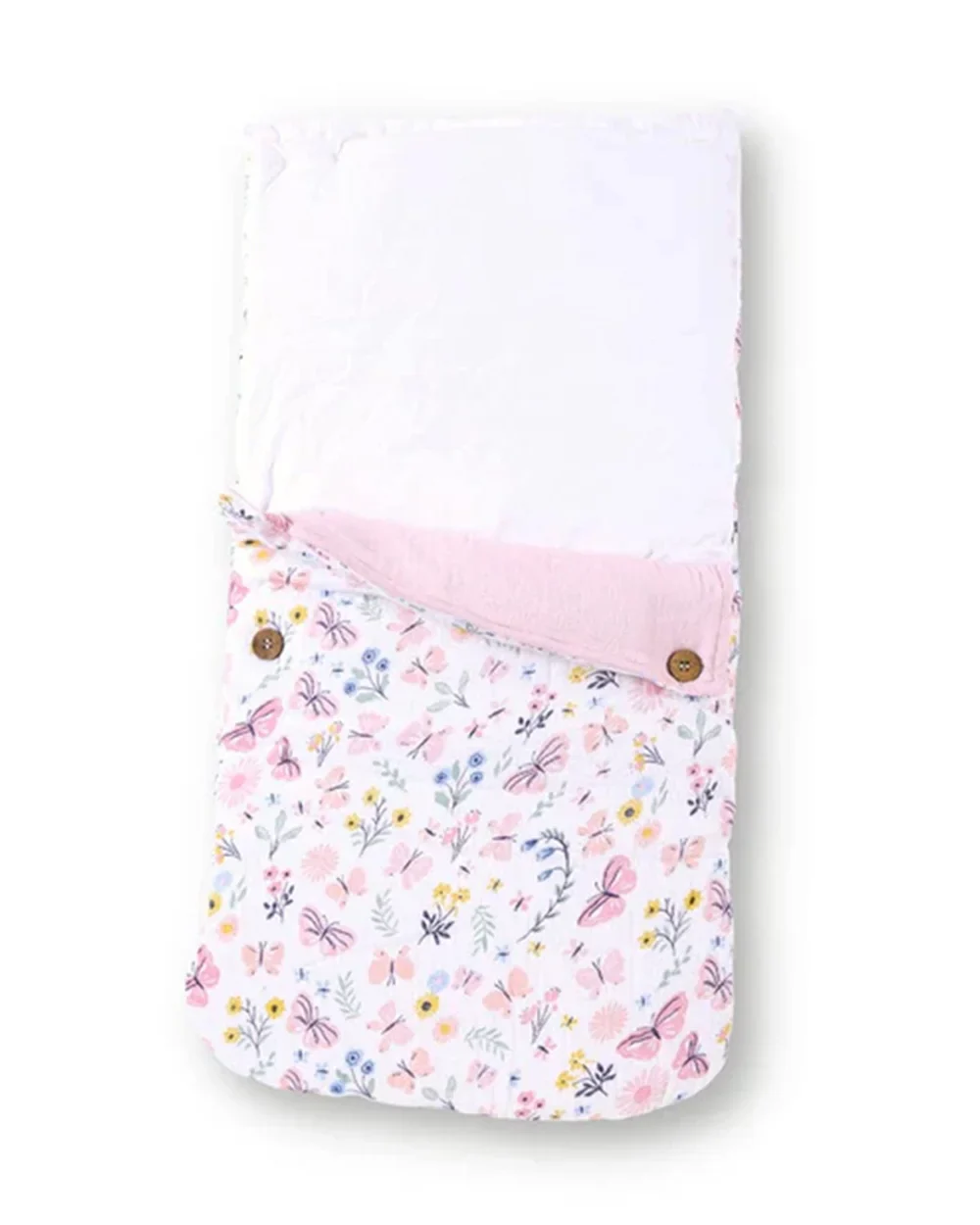 Haus & Kinder Butterfly Garden Baby Carrier Nest Cum Baby Sleeping Bag-100% Cotton Muslin-Pink-For Infants - Image 5