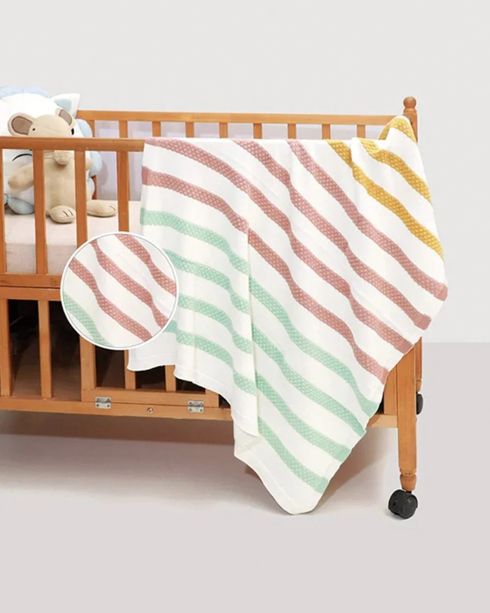 Haus & Kinder Spectrum Knitted All Season AC Blanket-100% Organic Cotton-Multicolor-For Infants