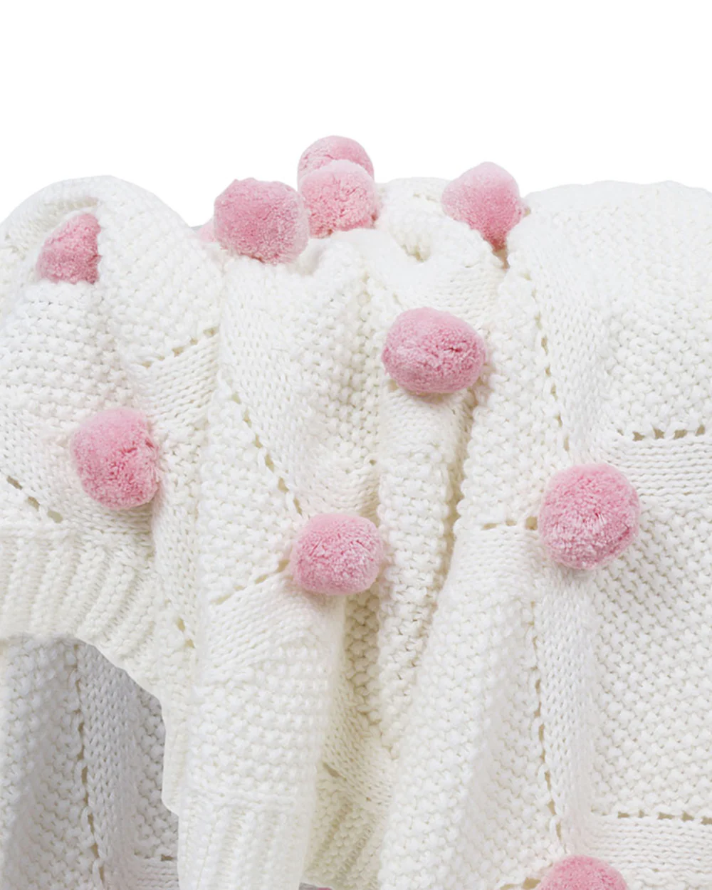 Haus & Kinder Bubblegum Pink Pom Pom 100% Pure Cotton Baby Summer AC Blanket-For Infants - Image 5