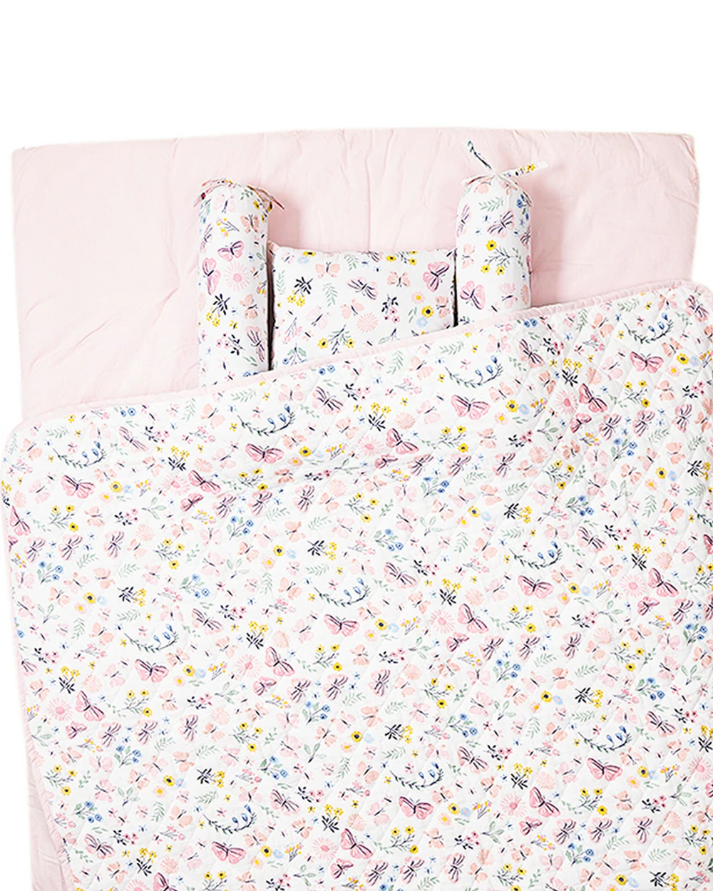 Haus & Kinder Bundle of Joy Bedding Set-With Mattress-100% Cotton-Pack of 5-Butterfly Garden - Image 2