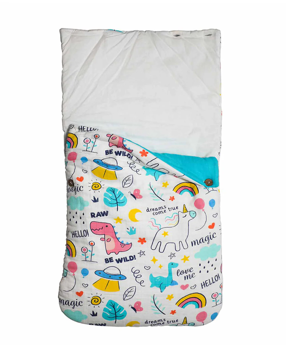 Haus & Kinder 100% Cotton Muslin-Mystic Rainbow Tale Baby Carrier Nest Cum Sleeping Bag-Newborn Bed(0-12M) - Image 3