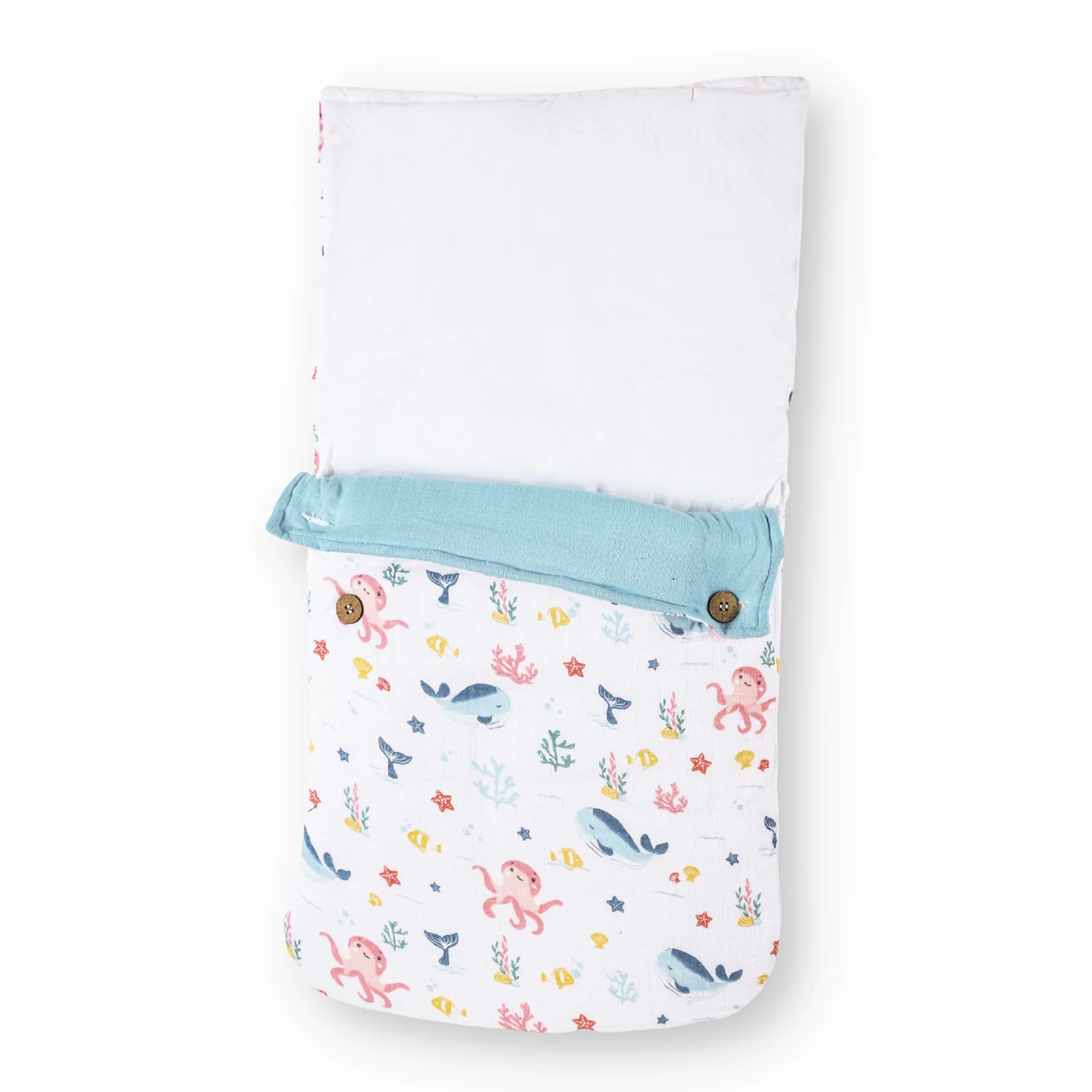 Haus & Kinder 100% Cotton Muslin-Vitamin Sea-Baby Carrier Nest Cum Sleeping Bag-Newborn Bed(0-12M) - Image 6