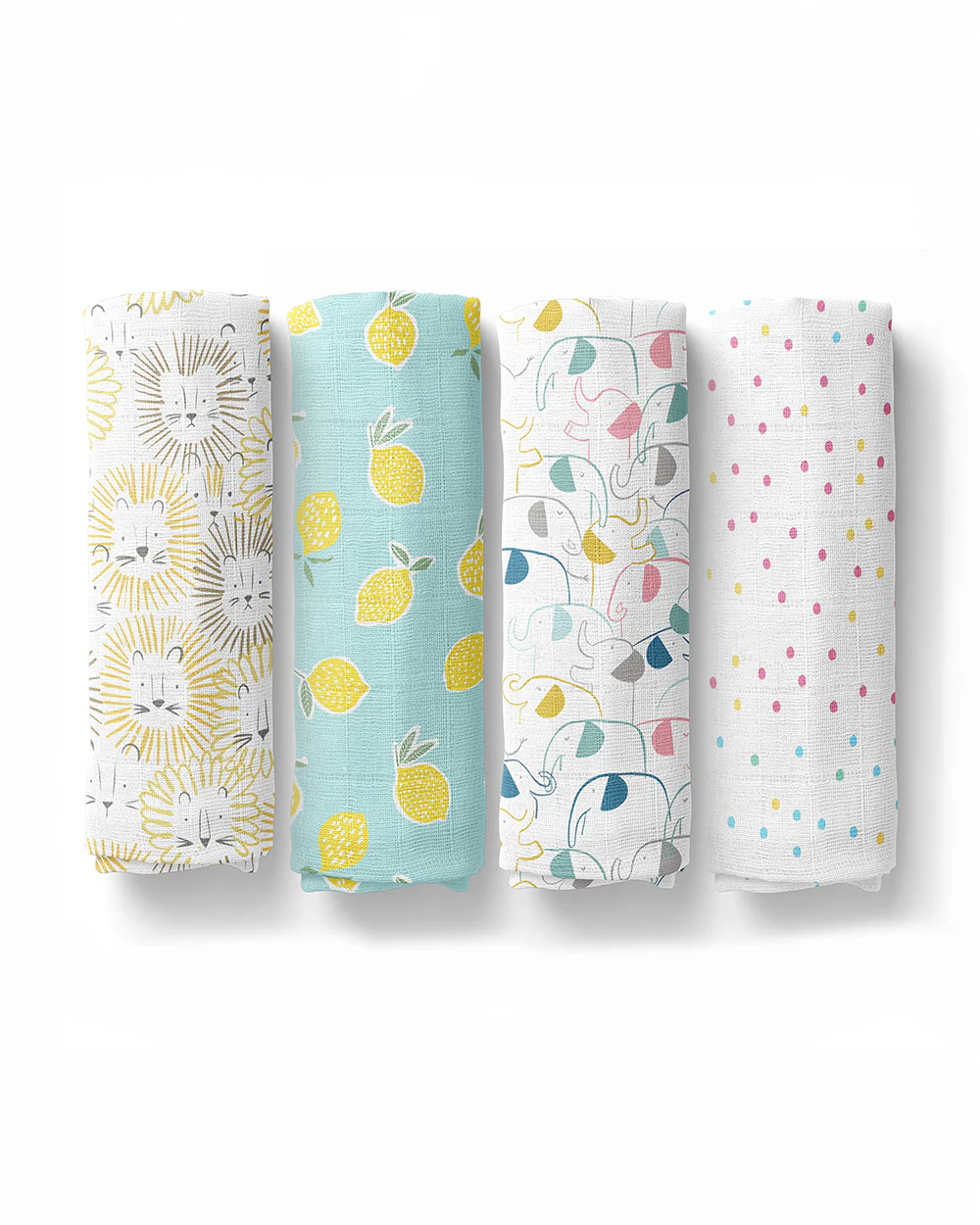 Haus & Kinder Fruit & Brute Swaddle-100% Cotton Muslin-Pack of 4-Infant Wraps
