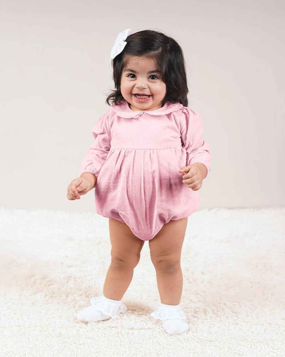 Haus & Kinder Pink Romper-Solid-Cotton-For Infants - Image 3