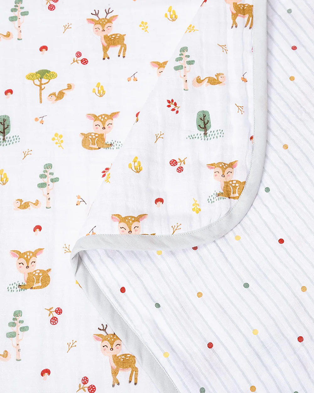 Haus & Kinder Reversible Whimsical Woodland Muslin Baby Blanket-100% Cotton Muslin-For Infants - Image 2