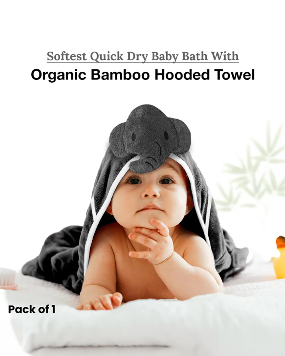 Healofy Naturals Baby Hooded Bath Towel-100% Organic Bamboo Cotton-Baby Elephant - Image 8