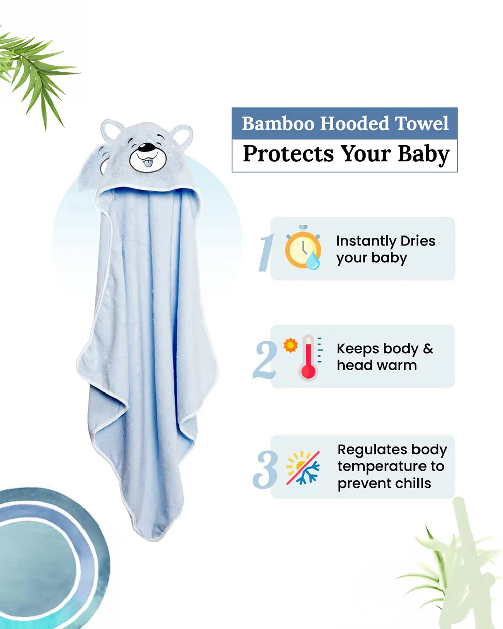Healofy Naturals Baby Hooded Bath Towel-100% Organic Bamboo Cotton-Snowy Polar Bear - Image 7