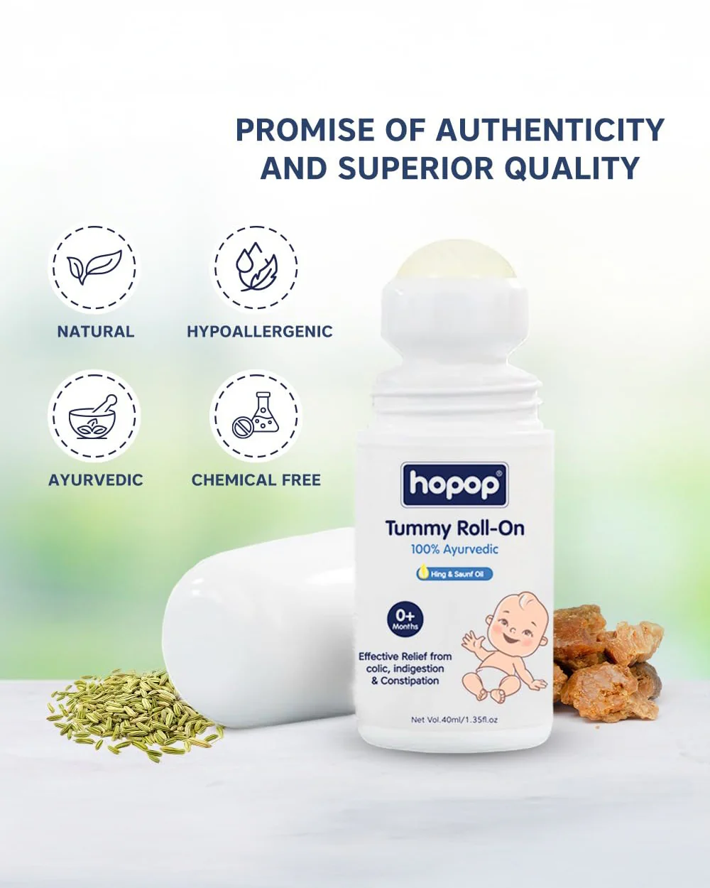 Hopop Anti Colic Tummy Roll On-100% Ayurvedic-Effective Colic, Indigestion & Constipation Relief-Vegan & Chemical Free-For Infants - Image 4
