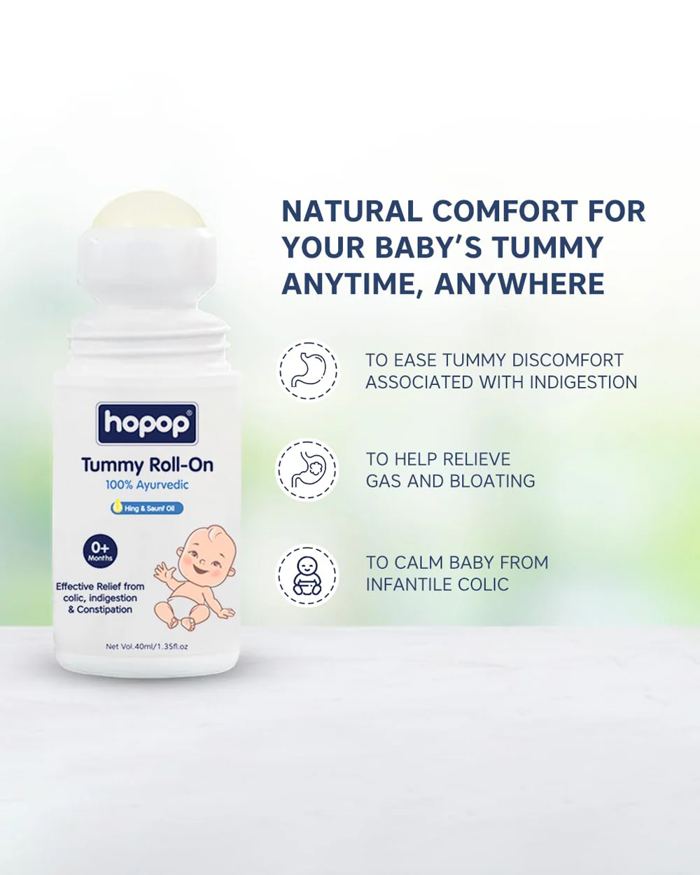 Hopop Anti Colic Tummy Roll On-100% Ayurvedic-Effective Colic, Indigestion & Constipation Relief-Vegan & Chemical Free-For Infants - Image 5